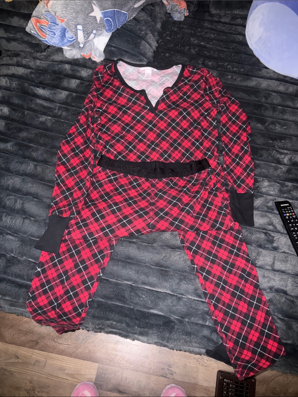 Victoria's Secret Red and Black Plaid Pajama Set